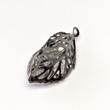 Black Gunmetal Three Sided Filigree Leaf Charm - Image 3