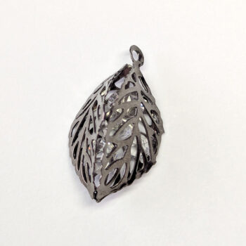 Black Gunmetal Three Sided Filigree Leaf Charm