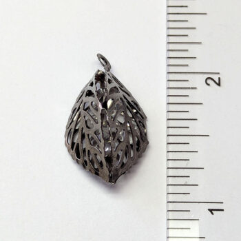 Black Gunmetal Three Sided Filigree Leaf Charm - Image 2