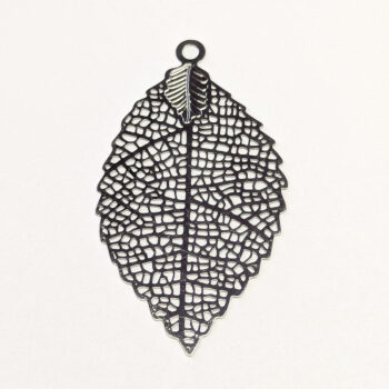 Silver Hollow Delicate Filigree Leaf Pendant