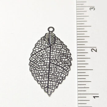 Silver Hollow Delicate Filigree Leaf Pendant - Image 2