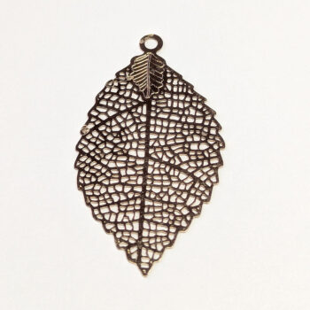 KC Gold Hollow Delicate Filigree Leaf Pendant