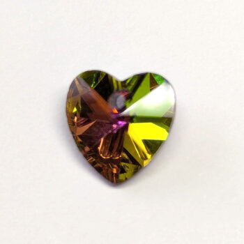 Rainbow Faceted Electroplate Glass Rhinestone Heart Charm