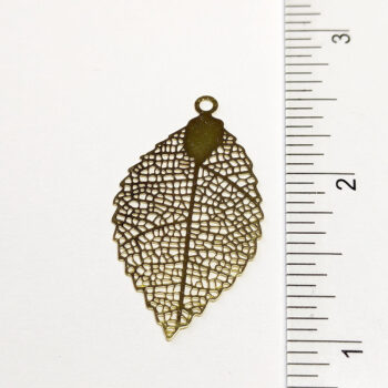 Gold Hollow Delicate Filigree Leaf Pendant - Image 2