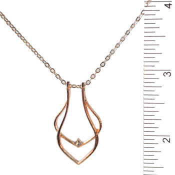 Clear Rhinestone Modern Wrapped Teardrop Necklace Rose Gold - Image 2