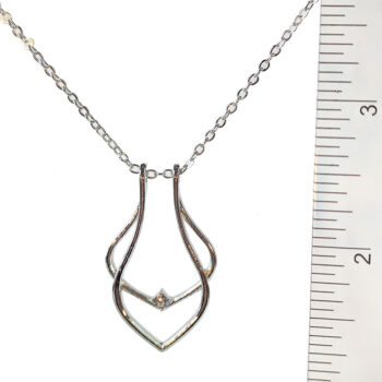 Clear Rhinestone Modern Wrapped Teardrop Necklace Silver - Image 2