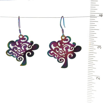 Stainless Steel Lightweight Modern Tree Charm Rainbow Earrings - Image 2