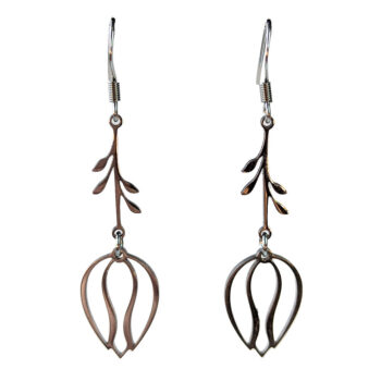 Silver Stainless Steel Dangle Tulip Flower Earrings