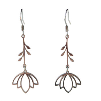 Silver Stainless Steel Dangle Flower Earrings