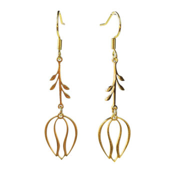 Gold Stainless Steel Dangle Tulip Flower Earrings