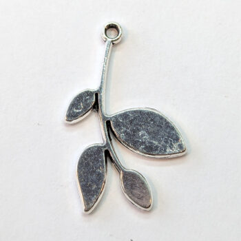 Modern Branch Leaves Leaf Pendant Antique Silver