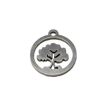 Stainless Steel Delicate Hollow Tree Hoop Charm Silver