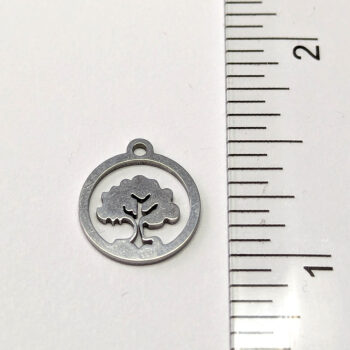 Stainless Steel Delicate Hollow Tree Hoop Charm Silver - Image 2