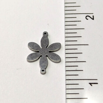 Stainless Steel Six Petal Flower Connector Charm Silver - Image 2