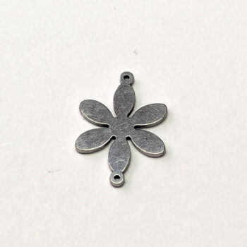 Stainless Steel Six Petal Flower Connector Charm Silver