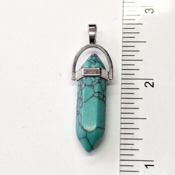 Blue Howlite Natural Gemstone Hexagonal Pointed Pendant - Image 4