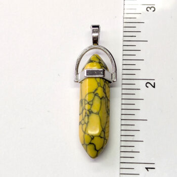 Yellow Howlite Natural Gemstone Hexagonal Pointed Pendant - Image 2