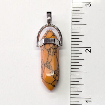 Orange Howlite Natural Gemstone Hexagonal Pointed Pendant - Image 2