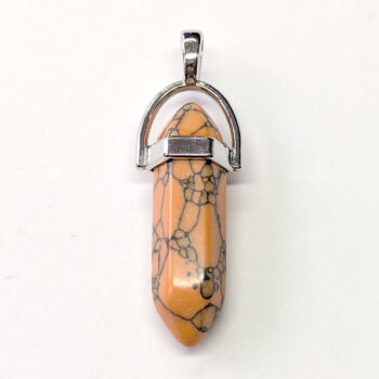 Orange Howlite Natural Gemstone Hexagonal Pointed Pendant