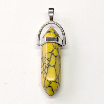 Yellow Howlite Natural Gemstone Hexagonal Pointed Pendant