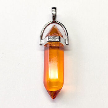 Clear Orange Stone Hexagonal Pointed Pendant