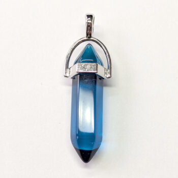 Clear Blue Stone Hexagonal Pointed Pendant