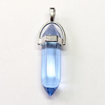 Clear Steel Blue Stone Hexagonal Pointed Pendant