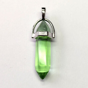 Clear Light Green Stone Hexagonal Pointed Pendant