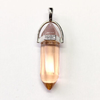 Clear Pink Salmon Stone Hexagonal Pointed Pendant