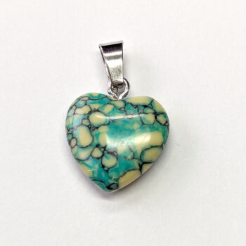 Variscite Blue Yellow Natural Gemstone Heart Pendant Silver