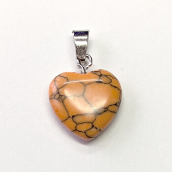 Orange Howlite Natural Gemstone Heart Pendant Silver