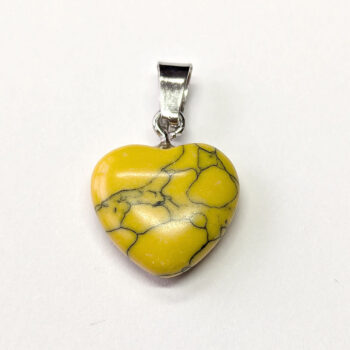 Yellow Howlite Natural Gemstone Heart Pendant Silver