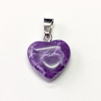 Purple Agate Natural Gemstone Heart Pendant Silver - Image 4