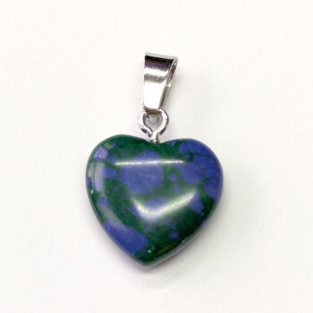 Blue Green Chrysocolla Natural Gemstone Heart Pendant Silver