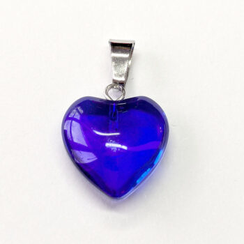 Clear Blue Stone Heart Pendant Silver