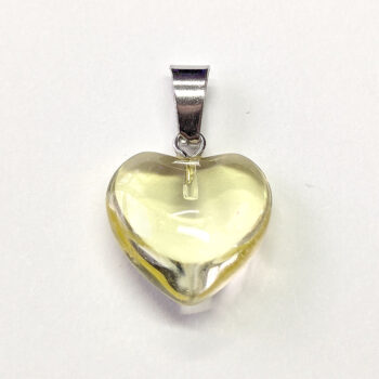 Clear Yellow Stone Heart Pendant Silver