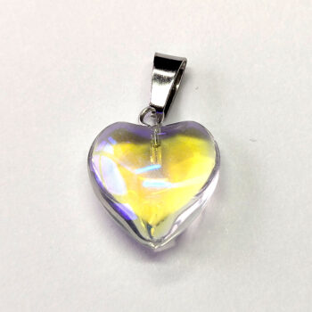 Clear Stone Heart Pendant Silver