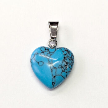 Blue Howlite Natural Gemstone Heart Pendant Silver