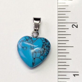 Blue Howlite Natural Gemstone Heart Pendant Silver - Image 2