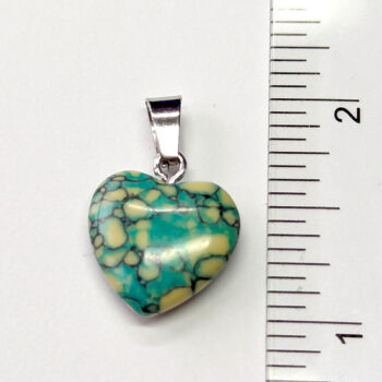 Variscite Blue Yellow Natural Gemstone Heart Pendant Silver - Image 2