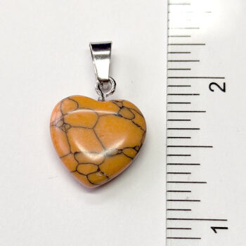 Orange Howlite Natural Gemstone Heart Pendant Silver - Image 2