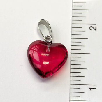 Clear Red Stone Heart Pendant Silver - Image 2