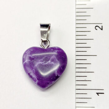 Purple Agate Natural Gemstone Heart Pendant Silver - Image 3