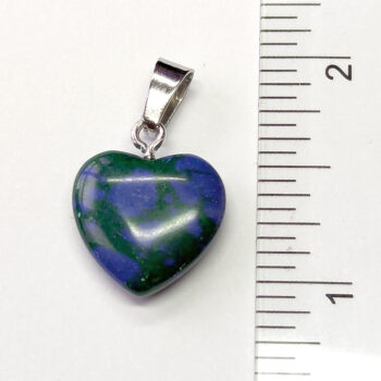 Blue Green Chrysocolla Natural Gemstone Heart Pendant Silver - Image 2