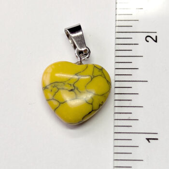 Yellow Howlite Natural Gemstone Heart Pendant Silver - Image 2