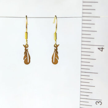 Stainless Steel Delicate Hollow Feather Charm Gold Earrings - Image 2