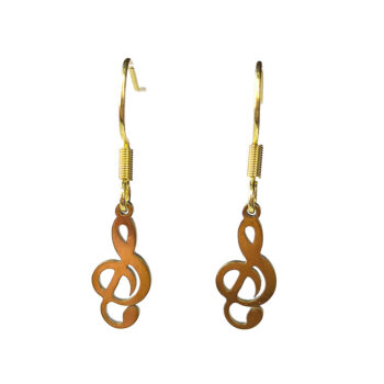 Stainless Steel Delicate Musical Note Treble Clef Gold Earrings