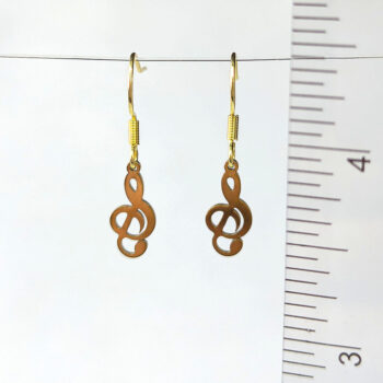 Stainless Steel Delicate Musical Note Treble Clef Gold Earrings - Image 2