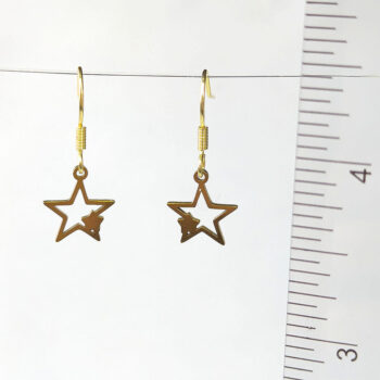 Stainless Steel Delicate Solid Hollow Double Star Gold Earrings - Image 2