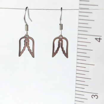 Stainless Steel Delicate Hollow Double Angel Wings Silver Earrings - Image 2